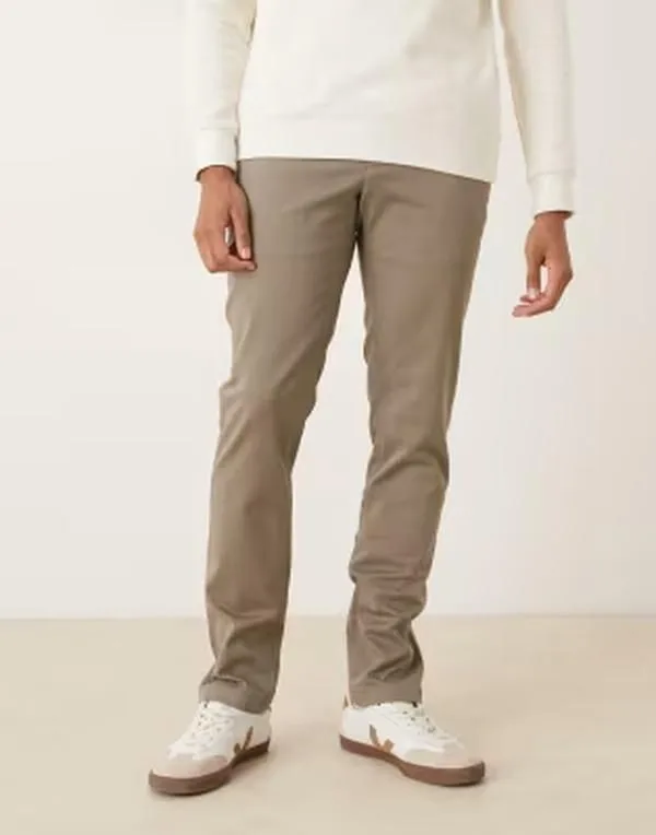 マンゴ メンズ ボトムス カジュアルパンツ スリムフィット コットン Mango cotton slim fitrouser in taupe トープ