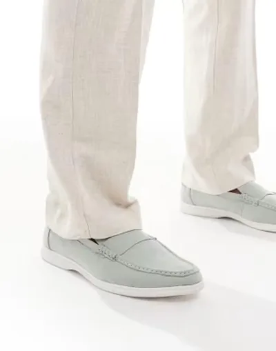 セクウェル メンズ シューズ スリッポン・ローファー SEQWL Berwin loafers with chunky soles in sage セージ