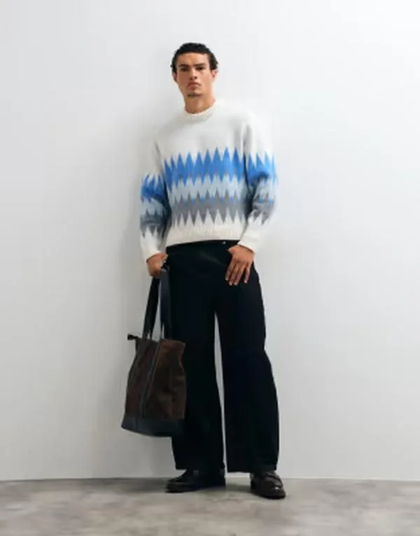 エイソス メンズ アウター ニット・セーター ASOS DESIGN knitted oversized chevron pattern sweater in multi マルチカラー