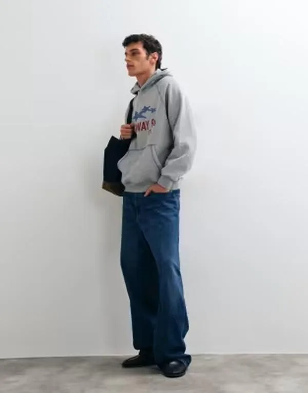 エイソス メンズ アウター パーカー・スウェット プリント コントラスト ASOS DESIGN oversized hoodie with contrast coverstitch and pigm