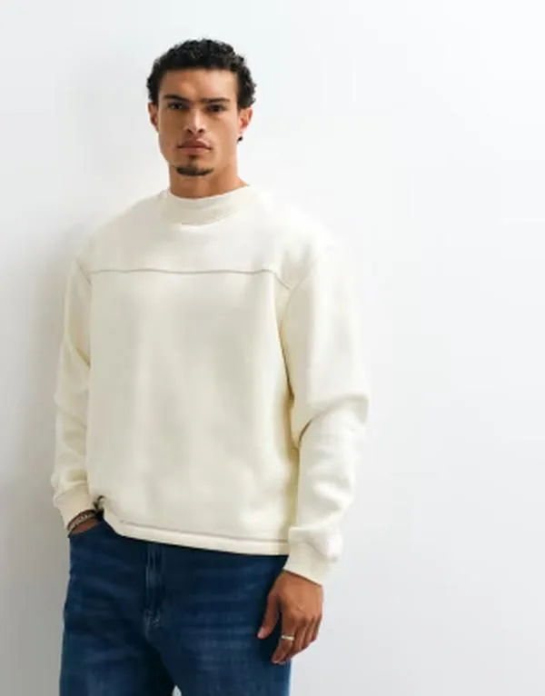 エイソス メンズ アウター パーカー・スウェット シャツ コントラスト ASOS DESIGN sweatshirt with red contrastitching in ecru Coconut