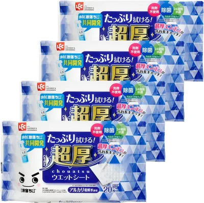 【在庫処分】レック 水の激落ち 超厚 ウェットシート 20枚入 (4個パック) フローリングシート/洗剤不使用/除菌 /24時間抗菌 / アルカリ電解水使用 / S00996