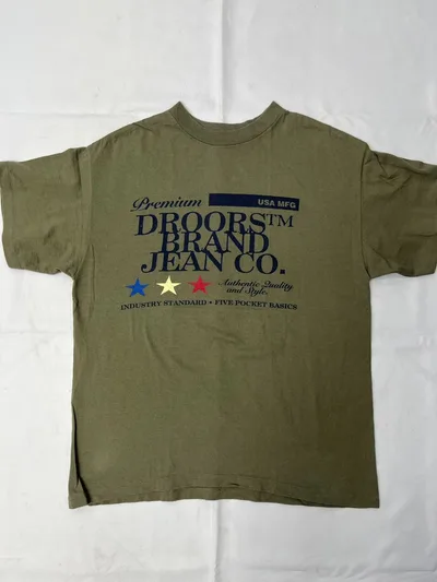 DROORS プリントTシャツ ドロアーズ オリーブ色 Lサイズ 古着