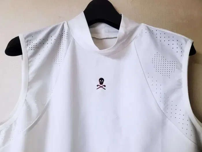 MARK & LONA マークアンドロナ 白 スリム ウィメンズ ゴルフ タートルネック ノースリーブTシャツ 40 ポール1379/d