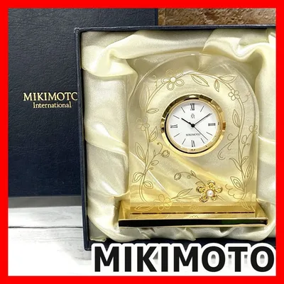 MIKIMOTO ミキモト アーチ型花柄時計 クオーツクロック 置き時計 長期保管品 NMT10-017-08