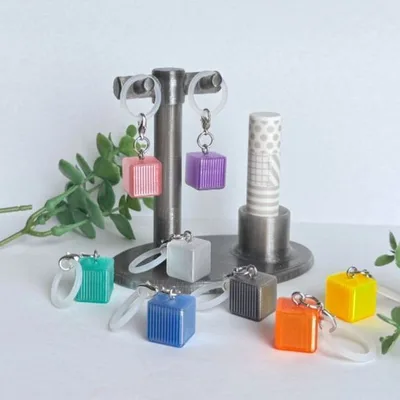 【送料込】AtteMo めじるしマーカー 「キューブ」& アクセサリー 小物 スタンド(グレー)セット
