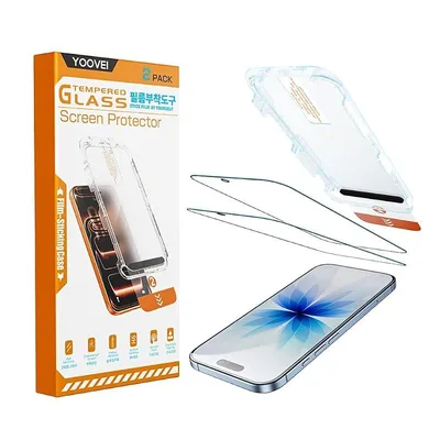 【新品】 YOOVEI iPhone 17 対応 ガラスフィルム 2枚入り 9H+硬度 エッジまで全面保護 軍用グレード耐衝撃 高透過率 タッチ感度良好 簡単貼り付け 0