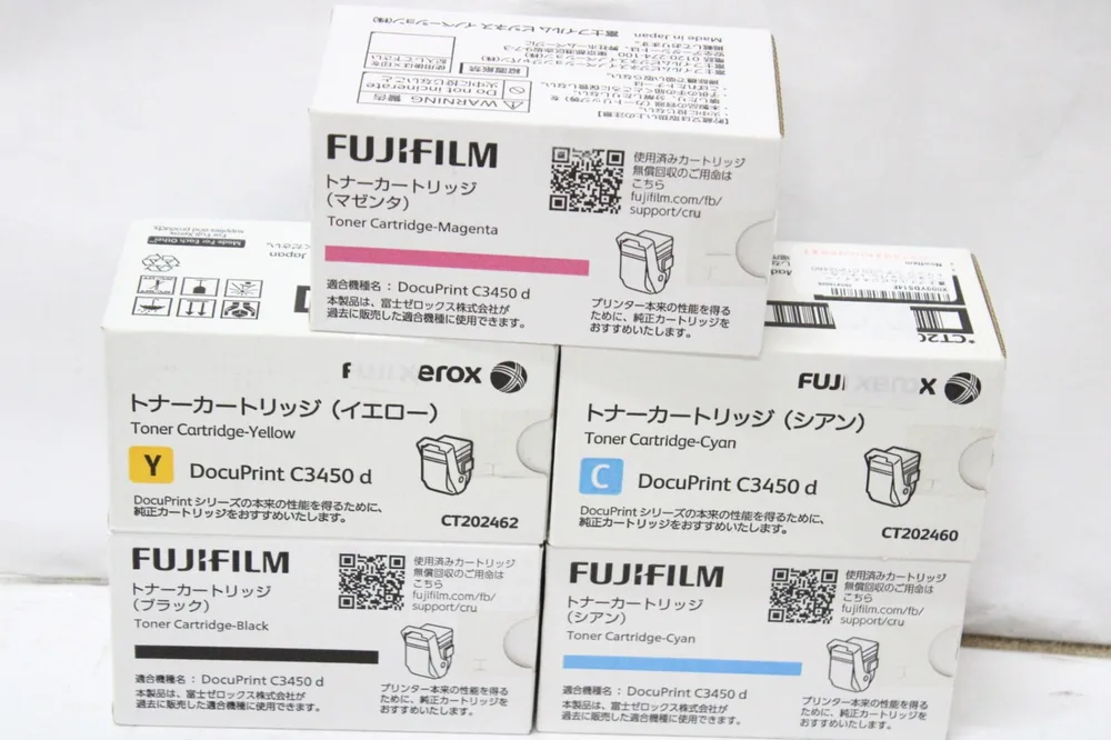 フジフィルム CT202459/60/61/62 4色5本(シアン・マゼンタ・イエロー・ブラック) 未使用 純正 トナー FUJIFILM ITXF5D1FMZ1W-D-L10-byebye
