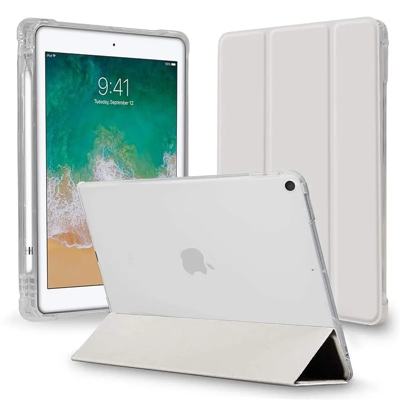 【新品】 MS factory iPad 9.7 用 ケース 2018 2017 アイパッド 第5 第6世代 カバー Apple Pencil ペンシル 収納 衝撃吸収 軽量 薄型 半透明 ソフトTPU オートスリープ ライト グレー IPD-5-S-CL 0