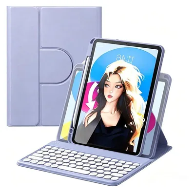 【新品】 iPad 第9世代 用 キーボード ケース 10.2インチ iPad 第8世代 第7世代 対応タブレット キーボード付き カバー 縦置き 透明 背面 丸型キー マグネット脱着式 耐衝撃ワイヤレス bluetooth キーボード Pencil収納, 0