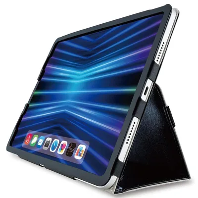 【新品】 エレコム iPad Pro 11 第4世代 (2022年) ケース カバー フラップケース 2アングル ソフトレザー素材 ブラック TB-A22PMPLFBK 0
