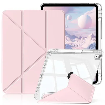 【新品】 SQBEBS iPad 第11世代 ケース (A16) 2025 iPad 第10世代 ケース (2022) 11/10.9インチ 透明 アクリル カバー ペンシルホルダー付き 三つ折り多機能 Y折りスタンド 縦置き/横置 Touch IDと オ 0