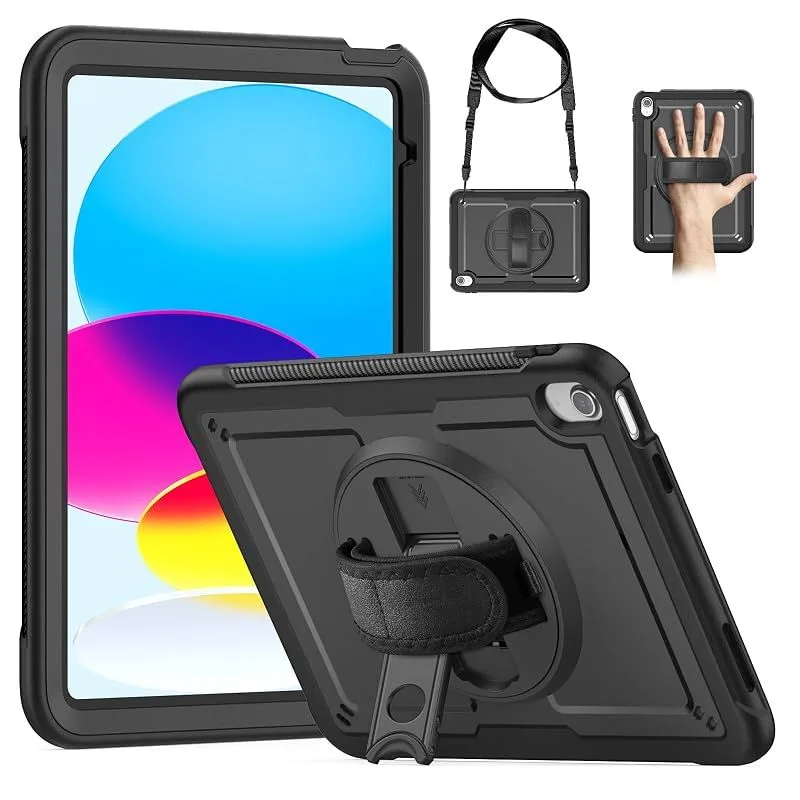 【新品】 For iPad 11世代 ケース A16 (11インチ/2025) iPad 第10世代 ケース 10.9インチ 2022 アイパッド 第11世代/10世代 ケース カバー 360度回転 ハンド&ショルダーストラップ付き 防塵・耐衝撃 落下防止 0