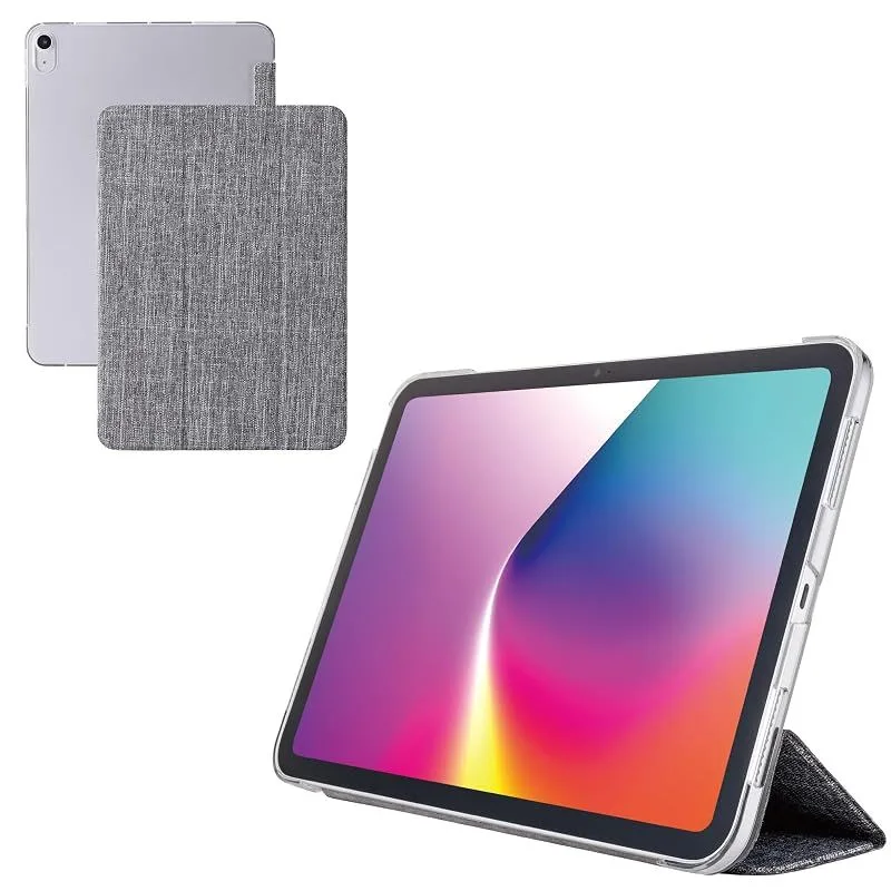 【新品】 エレコム iPad Air 11インチ (M4/M3/M2) 10.9 (第5世代 第4世代) ケース ファブリック フラップケース 薄型 軽量 背面クリア 2アングル グレー TB-A25MWVCGY 0