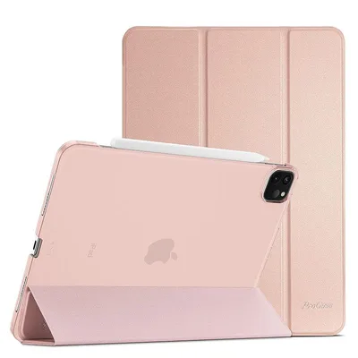 【新品】 ProCase iPad Pro 12.9 ケース 第6/5/4/3世代に適用(2022 2021 2020 2018) スリム 三つ折り スタンド スマートカバー Pencilのペアリングと充電に対応 - ローズゴールド
