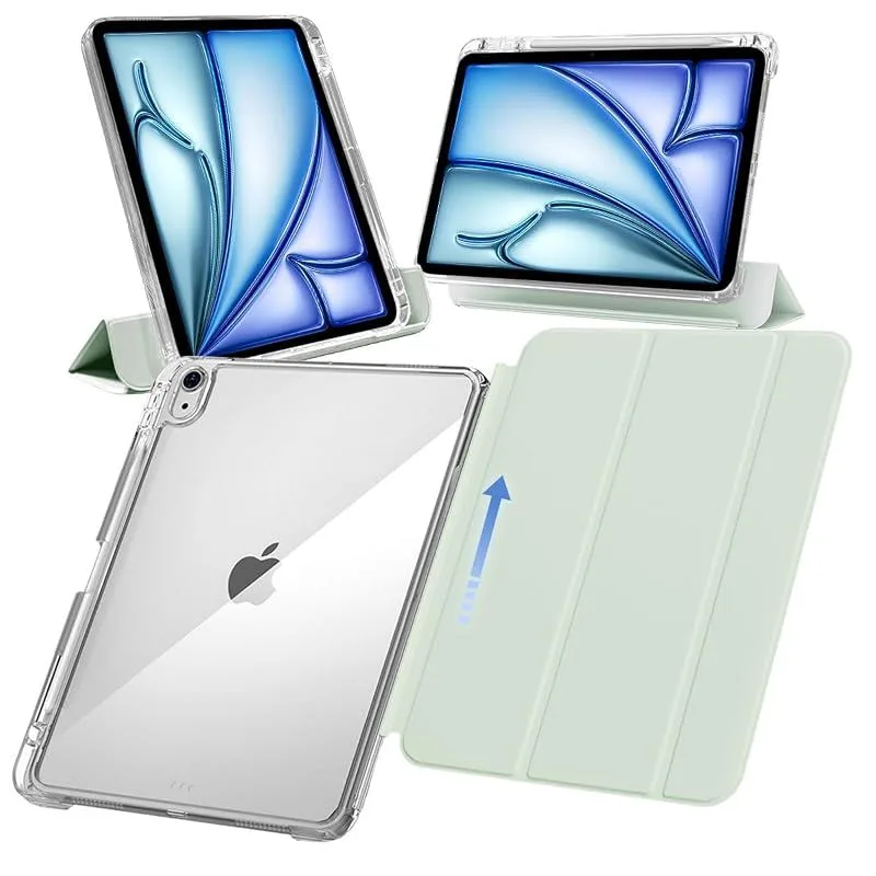 【新品】 MS factory iPad Air 11インチ ケース M4 M3 M2 第5/4世代 用 ペン収納 取り外し可能 軽量 耐衝撃 カバー 縦置き/横置きスタンド アイパッドエアー 10.9インチ 第5世代 第4世代 ソフトフレーム 背面透明 0