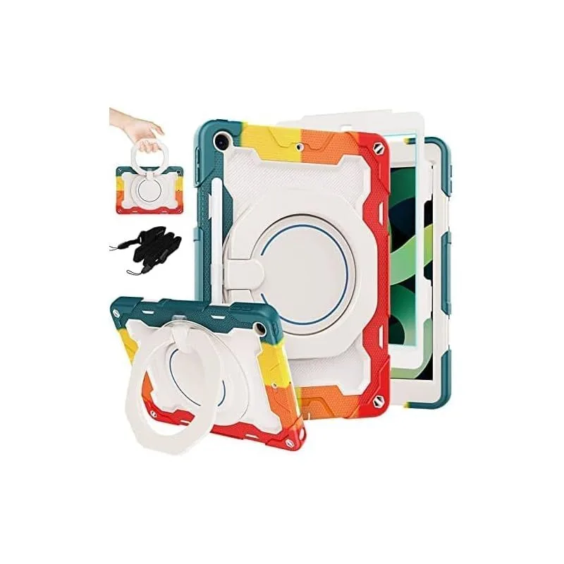 【新品】 360°回転iPad 9.7 ケース iPad 第6世代/第5世代/ Air2 / Pro 9.7 ケース 耐衝撃 ?置き 肩ショルダー付き スタンド ペン 収納 ipad 9.7インチ (2018/2017) シリコン ハード 防塵 かわいい 0