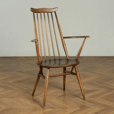 椅子・ソファ イギリス エルム アーコール ERCOL ヴィンテージ ゴールドスミス アームチェア ブルーラベル チェア 英国 ダイニングチェア ウィンザーチェア 木製椅子 #99558