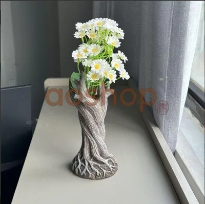 【2025新品?未使用】 花瓶 花びん 樹脂 ユニーク 木の幹型 個性的 オシャレ インテリア雑貨 花器 生け花 装飾 玄関 リビング ダイニング ギフト プレゼント