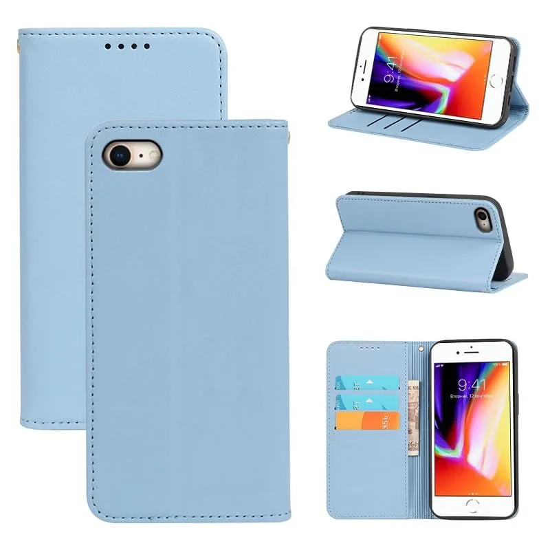 適用 iPhone SE (第2世代/第3世代) ケース 手帳型 iphone8 用 iphone7 用 手帳型 ケース (ライトブルー) 0