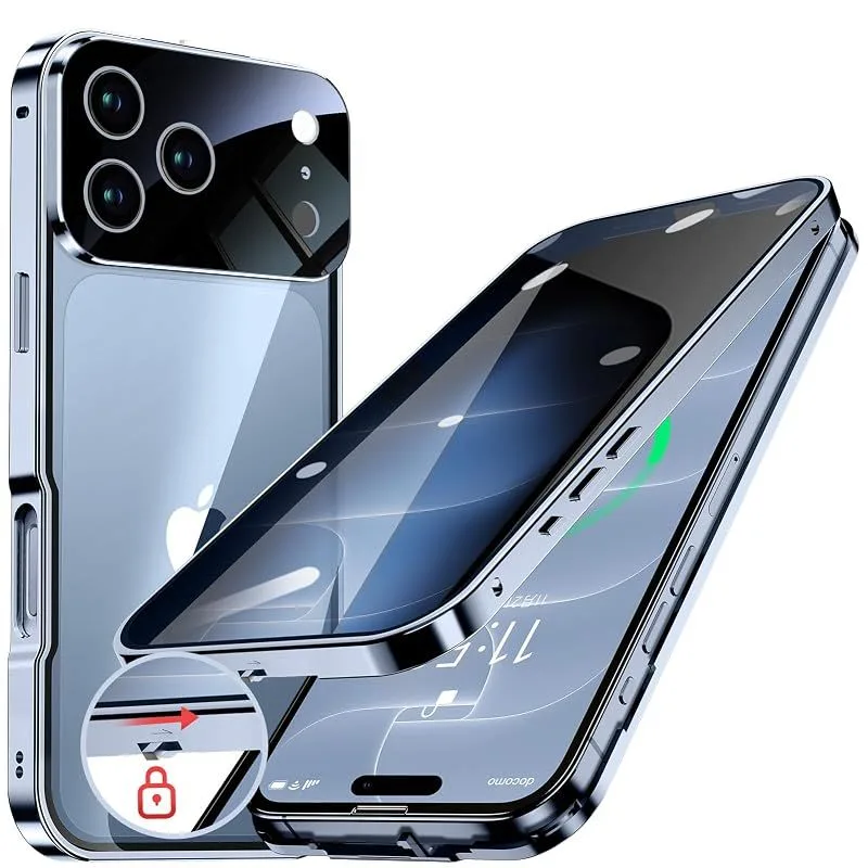 HGUTREY【覗き見防止・自動ポップアップボタン】iPhone18 Pro 用 ケース【ロック付き】ストラップホール付き (グレイシャー)