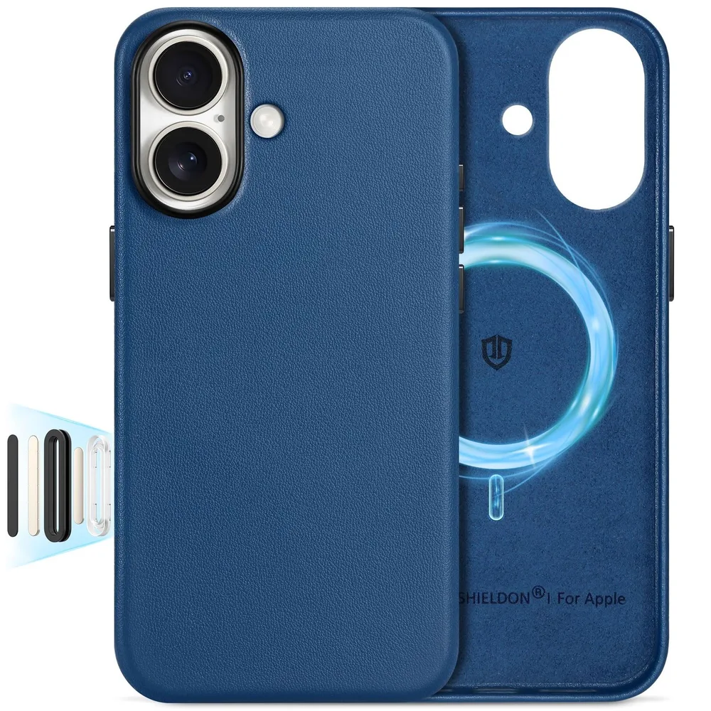 SHIELDON iPhone17 対応 ベーシックケース 本革レザー ワイヤレス充電対応 2025年発売 6.3インチ 5G ロイヤルブルー