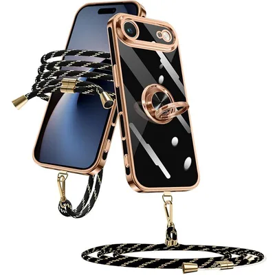 【新品】 iPhone Air 向けの ケース リング付き ショルダー 耐衝撃 アイフォンair カバー(ブラック) 0