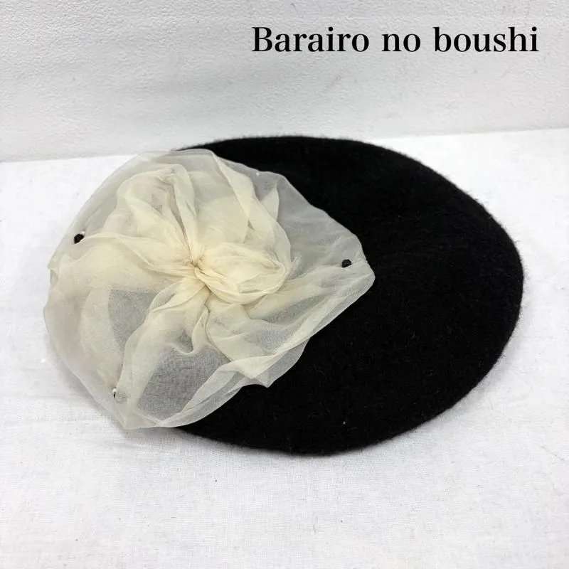 バライロノボウシ バラ色の帽子 オーガンジー 花 ベレー帽 ビーズ レディース - ISItems【USED】【古着】【中古】50169157