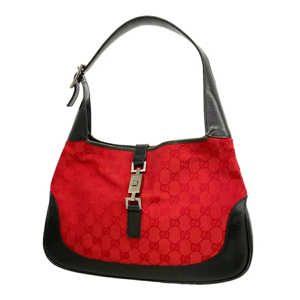 グッチ(Gucci) グッチ ショルダーバッグ GGキャンバス ジャッキー 001 3306 キャンバス レッド ブラック レディース