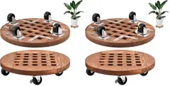 ☆新品☆観葉植物 台 キャスター付き 丸形 360° 回転 ストッパー付 直径 30cm 植木鉢台 花台 鉢置き台 荷重70kg ガーデニング 庭園 移動便利 (× 2) f68905f2