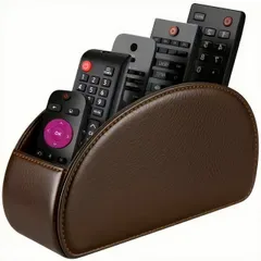 PUレザー製 リモコン収納ボックス【5区画】デスク周り整理に最適 TVリモコン/オフィス用品/ホーム収納 デコレーション【コーヒー色】
