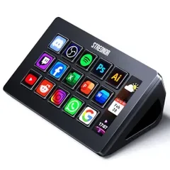 STREONOR ストリームコントローラーデック15キー&情報ディスプレイ搭載 OBS、Twitch、Discordなどに対応したストリームコントローラー、ライブ配信・ゲーミング・編集に最適、Mac/PC対応-黒★