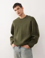 ウィークデイ メンズ アウター ニット・セーター Weekday oversized sweater Khaki カーキ