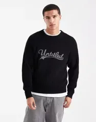 コットンオン メンズ アウター ニット・セーター クルーネック Cotton box fit crew necknit sweater NAVY ネイビー