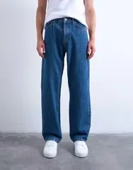 トップマン メンズ ボトムス デニムパンツ ジーンズ Topman rigid baggy jeans in mid wash Mid wash blue ブルー