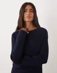 マンゴ レディース アウター ニット・セーター Mango boat neck sweater NAVY ネイビー