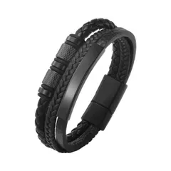ブラック 長さ約210mm ブレスレット メンズ レザー 小型