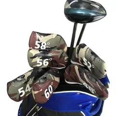 【新品】 両面度数 窓付け ゴルフアイアンカバー ウェッジカバー 48°、52°、54°、56°、58°、60° ゴルフ ヘッドカバー ウェッジ カバー 脱着やすい 6入り (迷彩)