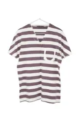 46 Dolce&Gabbana ドルチェ&ガッバーナ ストライプ Vネック コットン Tシャツ