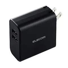 エレコム 充電器 USB コンセント 合計24W 2ポート USB-A 折りたたみ式プラグ 2台同時充電 おまかせ充電 【 iPhone SE3/15/14/13/12/Android 各種対応】 ブラック EC-AC03BKas
