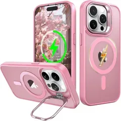 【純正MagSafe対応・スタンド機能 】iPhone 14pro 用 ケース Magsafe対応 ワイヤレス充電 隠しスタンド (桜ピンク)