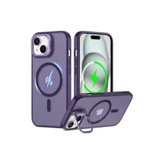 【純正MagSafe対応・スタンド機能 】iPhone 14 用 ケース Magsafe対応 ワイヤレス充電 隠しスタンド (パープル)