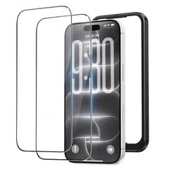 NIMASO ガラスフィルム iPhone 18 Pro/17 Pro 用 強化ガラス 黒縁あり 全面保護フィルム 高透過率 指紋防止 衝撃吸収