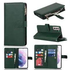 for 用の Samsung Galaxy S21 5G ケース 手帳型 財布型 カバー SunYoo グリーン