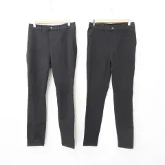 ユニクロ UNIQLO パンツ 2枚セット スキニー レギパン ロング ストレッチ ヒートテック 黒 ブラック L