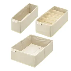 天馬(Tenma) 収納ボックス 布製 Fits ファブリックシリーズ せいとんボックス 3点セット フィッツプラス 55cm幅対応 Bセット アイボリー S:約9×33×11cm1個 L:約24×33×11cm1個 M(仕切り6マス):約15×33×11ma