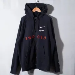 ナイキ NIKE ジップパーカー XL ブラック ロゴ刺繍 スウッシュ 裏毛 パイル ストリート オーバーサイズ フーディー パーカー 古着 e7008