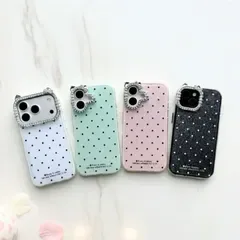 新品 iPhone17 ケース iPhone17Pro iphone13ケース iPhone16 15 14 ケース iPhoneケース 猫耳 韓国 ビジュー かわいい おしゃれ キラキラ 猫 リボン 大人可愛い ドット mllky