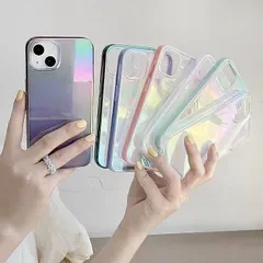 新品 iPhone16 未使用 ケース iPhone15 ケース iPhone13 ケース iPhone14 ケース スマホケース 韓国 オーロラ かわいい おしゃれ クリア レインボー 薄 スリム 透明 可愛い mltit