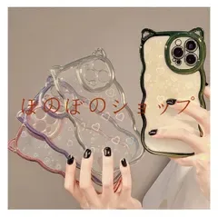iPhone17Proケース iPhone16ケース 可愛い ハート クリア 透明 波 猫耳 推し グリーン シルバー iphone ケース iPhone Pro Max ケース アイフォン14ケース